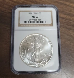 1991 American Silver Eagle - NGC MS69 - Picture 1 of 5