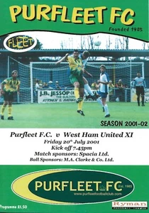 PURFLEET V WEST HAM UNITED XI ~ APTO PARA PRETEMPORADA ~ 20 DE JULIO DE 2001 - Imagen 1 de 1