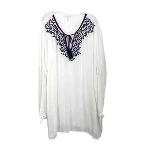 La Blanca embroidered swim cover up tunic top dress Sz L zz - Picture 1 of 8