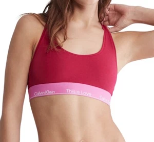 Calvin Klein This Is Love Unlined Bralette Raspberry Pink Fuschia Size M NWT - Picture 1 of 9