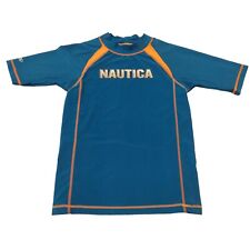 Boys Nautica Rash Guard Swim Surf Shirt  Size Large 14/16 Blue Orange