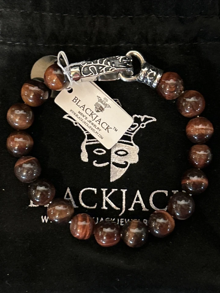 Pulsera con cuentas ojo de tigre ojo de blackjack para hombre Foto 1 de 1