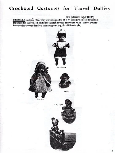  1:12 SCALE Mini Doll Pattern ~ CROCHETED TRAVEL DOLLIES COSTUMES  PS506  - Image 1 of 1