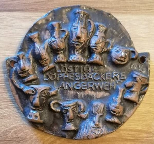 Medaille Keramik Langerwehe o.J. Fastnacht Löstige Döppesbäckere Plakette - Bild 1 von 2