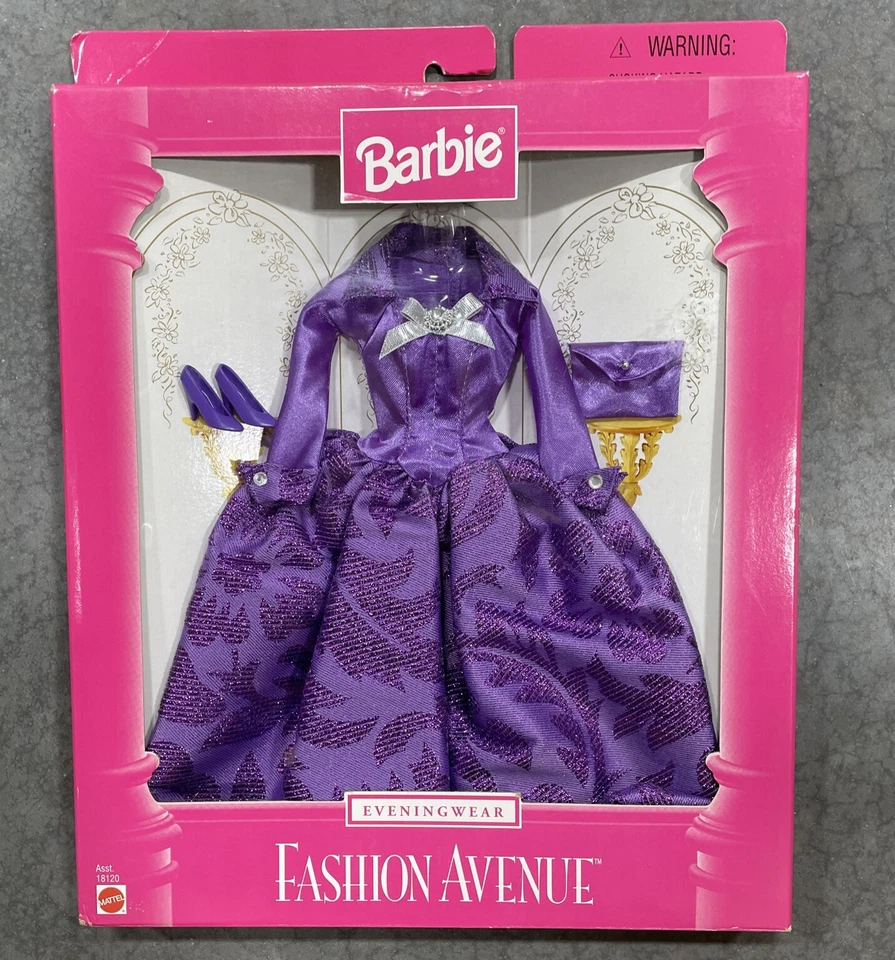 Vestido/bolsa e sapatos roxos Barbie Fashion Avenue Evening Wear #18120 - Novo - Imagem 1 de 4