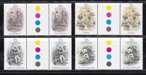 AUSTRALIA #780-783 MNH SKETCHES OF GOLD RUSH ERA BY S.T. GILL (GUTTER PAIRS) - Picture 1 of 1