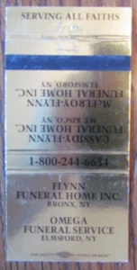 FUNDA FUNERAL HOME MATCHBOOK: FLYNN (BRONX & ELMSFORD, NUEVA YORK) MATCHBOOK -D10 - Imagen 1 de 1