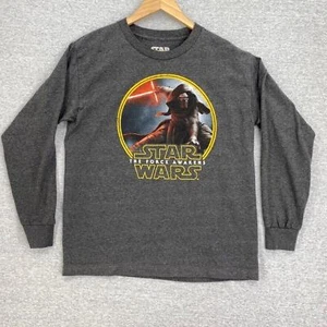 Star Wars T-Shirt Youth Boys XL Gray The Force Awakens Long Sleeve Graphic Tee - Picture 1 of 8