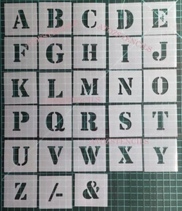 Alphabet Individual Cut Letter Stencil cut from Mylar complete alphabet set - Photo 1 sur 4