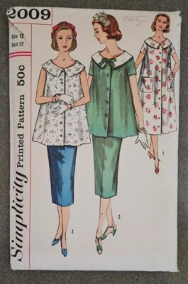 1950s Simplicity Sz 12 Maternity Dress 2009 MCM Sewing Pattern Bust 32 uncut - Image 1 of 4