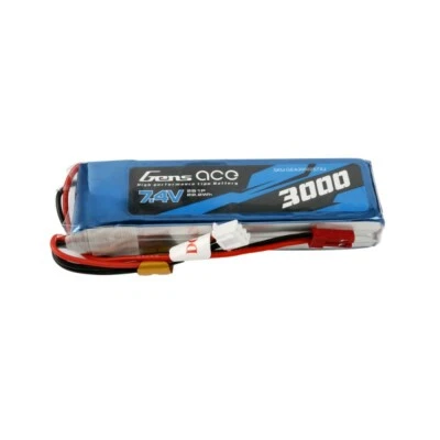 Gensace 3000mAh 7.4V 2S Transmitter Lipo Battery JST Plug For Fr Sky Taranis X9D - Image 1 of 4