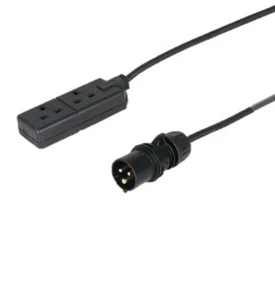 Raiden H07RN-F Cable 16a PCE Plug to 13a Masterplug HD 2 Gang Socket V.Lengths - Picture 1 of 1