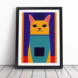 Cat In Abstract No.4 Framed Canvas Wall Art Print Poster Picture, Home Decor - Picture 1 of 8