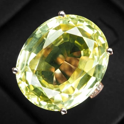 Preciosos anillos de oro vainilla de plata de ley 925 de 25,20 quilates con zafiro amarillo limón Foto 1 de 4