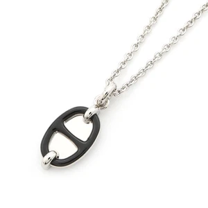 HERMES Mini Maillon Necklace Lacquer/Metal Black - Picture 1 of 7