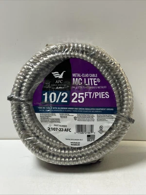 AFC Cable Systems 10/2 x 25 ft. Solid MC Lite Cable - Image 1 of 3