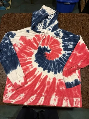 Antigua Sudadera con Capucha Azul Marino Tie Dye Rojo Blanco Azul Patinador Athleisure Retro De Gran Tamaño XL Foto 1 de 4
