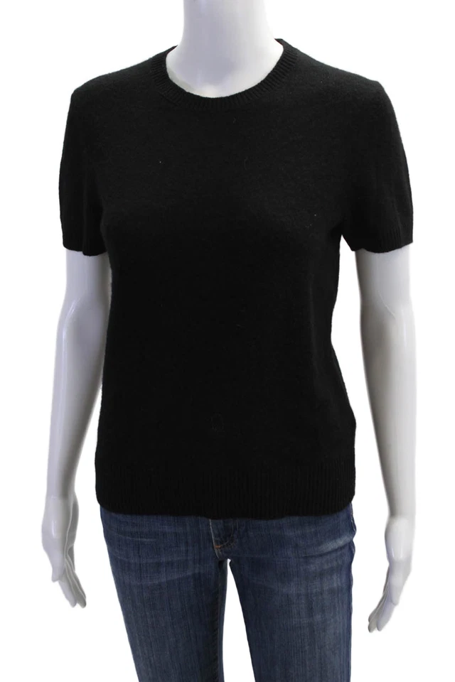 Suéter suéter de cachemir negro cuello redondo manga corta Theory para mujer talla S Foto 1 de 4