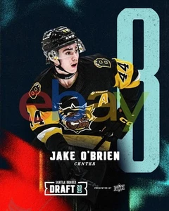Foto de hockey de Jake O'Brien 2025 Draft octava selección general Seattle Kraken 8x10 NHL - Imagen 1 de 1