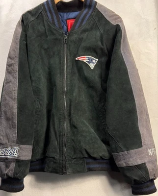 Abrigo Chaqueta Bombardero de Cuero Gamuza Marca NFL New England Patriots Para Hombres Talla XL DE COLECCIÓN Foto 1 de 4