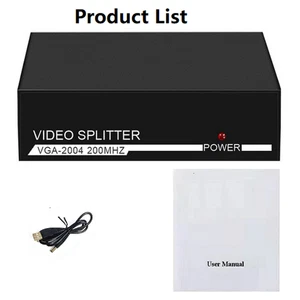 1x4 VGA Splitter For Video Screen Duplication Support 1080P 200 MHz Bandwidth - Photo 1/12