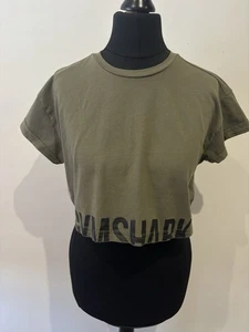Gymshark Fraction Green Crop Top Short Sleeve Tshirt Womens Size XS - Picture 1 of 9
