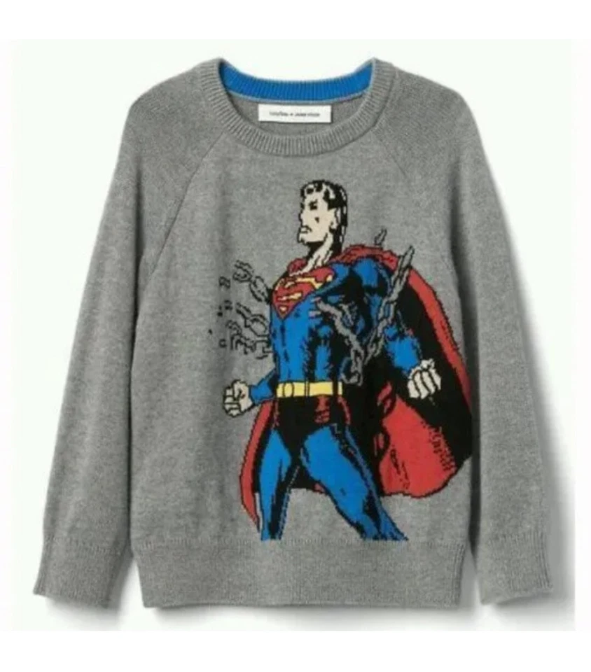 NWT BABY GAP + JUNK FOOD 5T SUPERMAN INTARSIA LONG-SLEEVE SWEATER - Image 1 of 2