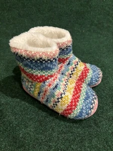 Mini Boden Knitted Slipper Boots Multi Color Rainbow Youth Size 2.5 (34) - Picture 1 of 10