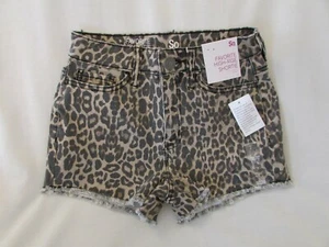 Ladies "So" Size 9, Animal Print, Favorite, High-Rise, Fray Hem, Shortie Shorts - Picture 1 of 4