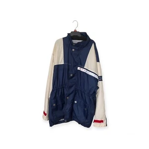 Vintage 90s Perry Ellis Mens XXL Red White Blue Windbreaker Full Zip Jacket - Picture 1 of 17