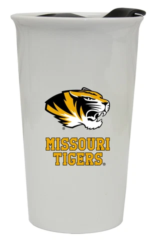 Missouri Tigers Double Walled Ceramic Tumbler Set-NCAA Travel Mug 2pk Cover