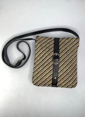 Bolso Bandolera Patricia Nash Cartera Rafia Venezia Cuero Negro Rafia Natural Foto 1 de 4