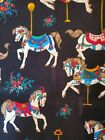WTW FABRIC CAROUSEL HORSE EQUESTRIAN CARNIVAL FAIRGROUND FLOWERS VIP BTY QUILT