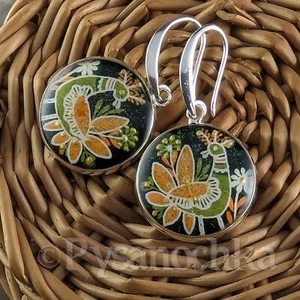 Pysanka earrings. Ostrich Shell. Easter egg style. Pysanky Hand Made by Halyna - Picture 1 of 9