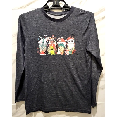 Camiseta Aeropostale Pesadilla Antes De Navidad Gris Manga Larga Mezcla Algodón Juvenil S Foto 1 de 4