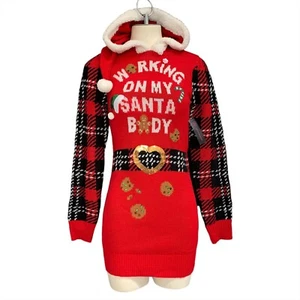 No Boundaries Working On My Santa Body Sweater Hoodie Christmas Holiday Size XS - Picture 1 of 18