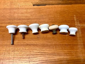 Vintage Antique White Cabinet Pull Knob Handles Assorted / Lot of (7) / As is - Picture 1 of 9