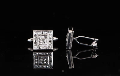 $12,500 Men's Platinum 2.87ct Asscher Cut Diamond Channel Set Square Cufflinks - Image 1 of 4
