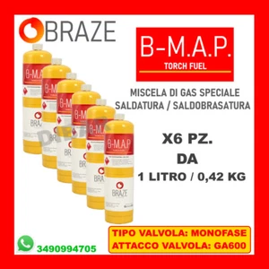 BOMBOLA GAS B-MAP PER KIT SALDATURA 6 PEZZI DA 0,42 KG / 1 LITRO 6 LITRI TOT. - Bild 1 von 1