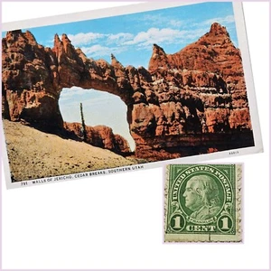 Vintage 1936 Postcard Walls Of Jericho Cedar Breaks Utah Buy Saving Bond Cancel  - Picture 1 of 7