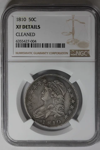1810  .50  NGC  XF DETAILS CLEANED  1800's Capped Bust Half Dollar Cover