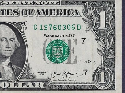 March 6, 1976 Birthday Note Fancy Serial Number One Dollar Bill - Image 1 of 3