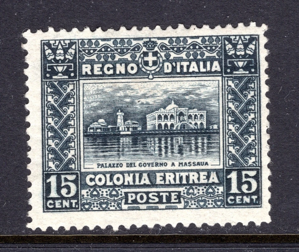 Italian Colonies Eritrea 1910 Sc 47 Perf 13 1/2 15c Govt Building CV $500 - Image 1 of 2