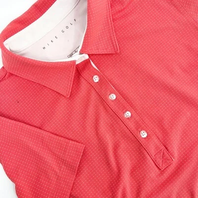 NIKE GOLF FitDry Mujer Talla L Coral/Blanco Micro Lunares Manga Corta Polo Foto 1 de 4