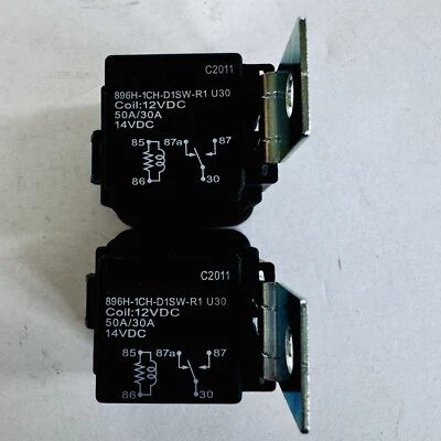 2x Song Chuan 896H-1CH-D1SW-R1 12VDC U30 Automotive Relay Form Weatherproof - Image 1 of 4