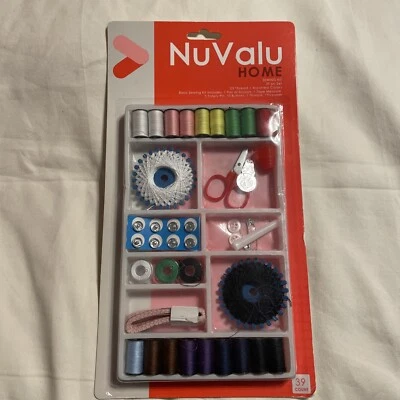 NuValu Sewing Kit 39 Set 23 Treads Multi Colors Scissors Measuring Tape Thimble - Image 1 of 4