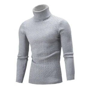 Herren Pullover Strick Oberteile Unterhemd Pulli Langarm hoher Kragen Freizeit - Bild 1 von 17