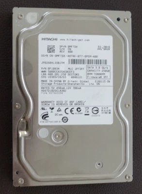 Hitachi 250GB SATA 300 - 3Gbps 8MB 7200 RPM 3.5" Hard Drive HDD, Tests Good! - Image 1 of 3