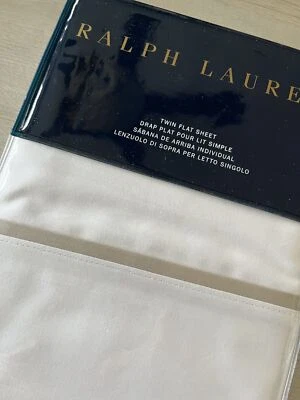 Ropa de cama Ralph Lauren Palmer Home sábana plana blanca franela pálida gris DOBLE Foto 1 de 4