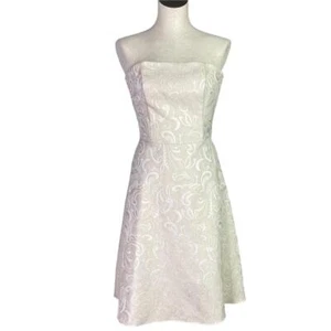 Scott McClintock 80s Cocktail Dress Womens 8P Ivory Paisley Strapless Vintage - Picture 1 of 7